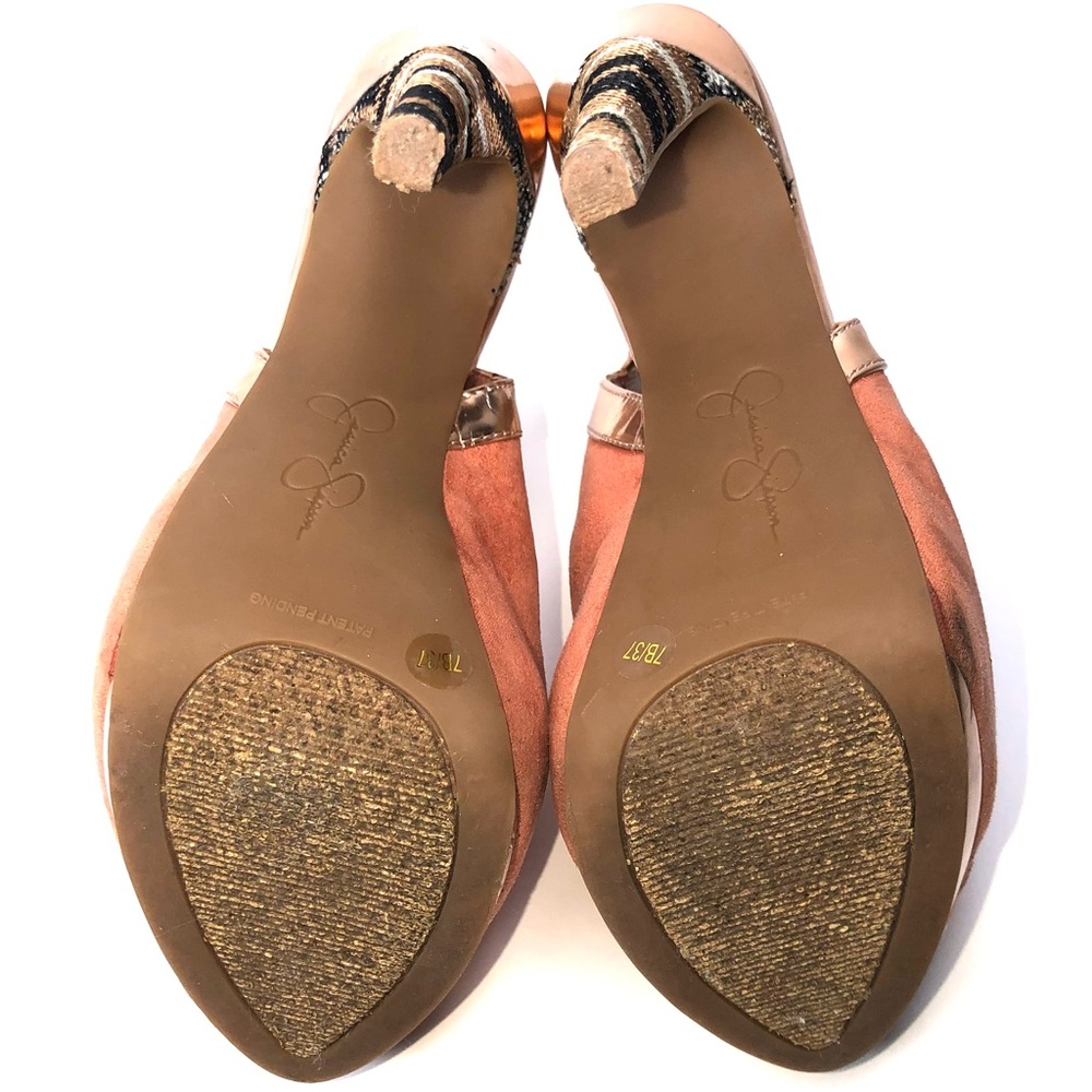 JESSICA SIMPSON ROSE GOLD PLATFORM HEELS - Picture 5 of 8